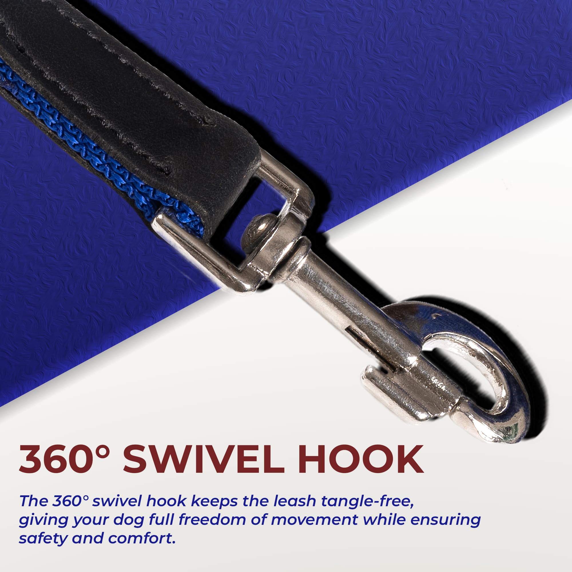 Adil’s 5FT Adjustable Nylon Dog Leash with Soft Leather Handle – Durable Long Lead with 360° Swivel Hook – Strong, Tangle-Free Leash for Walking & Training Small, Medium & Large Dogs