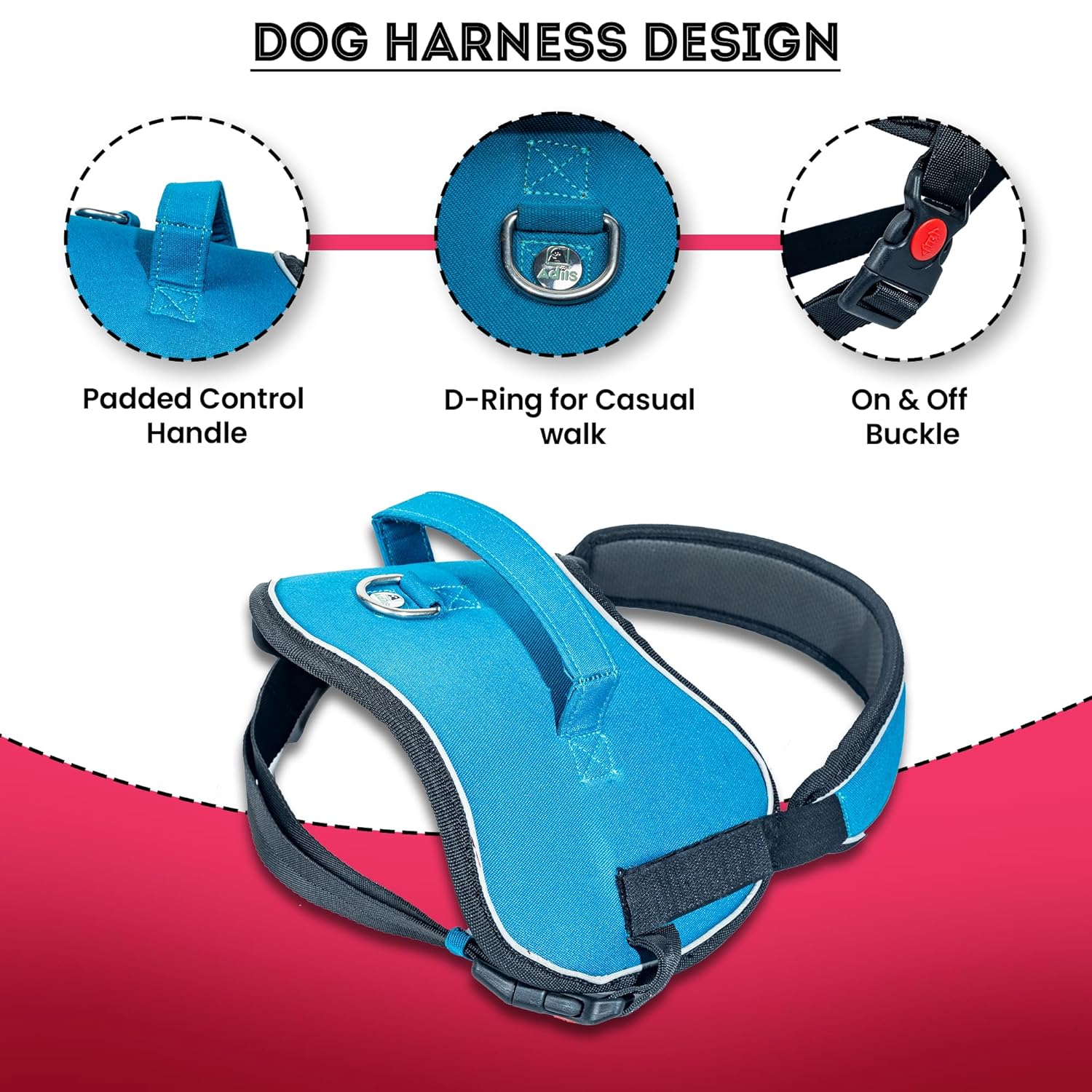 Adil’S No Pull Reflective Dog Harness – Adjustable Soft Dog Harness Set for Small Medium & Large Dogs for Outdoor Activity. (Blue, S)