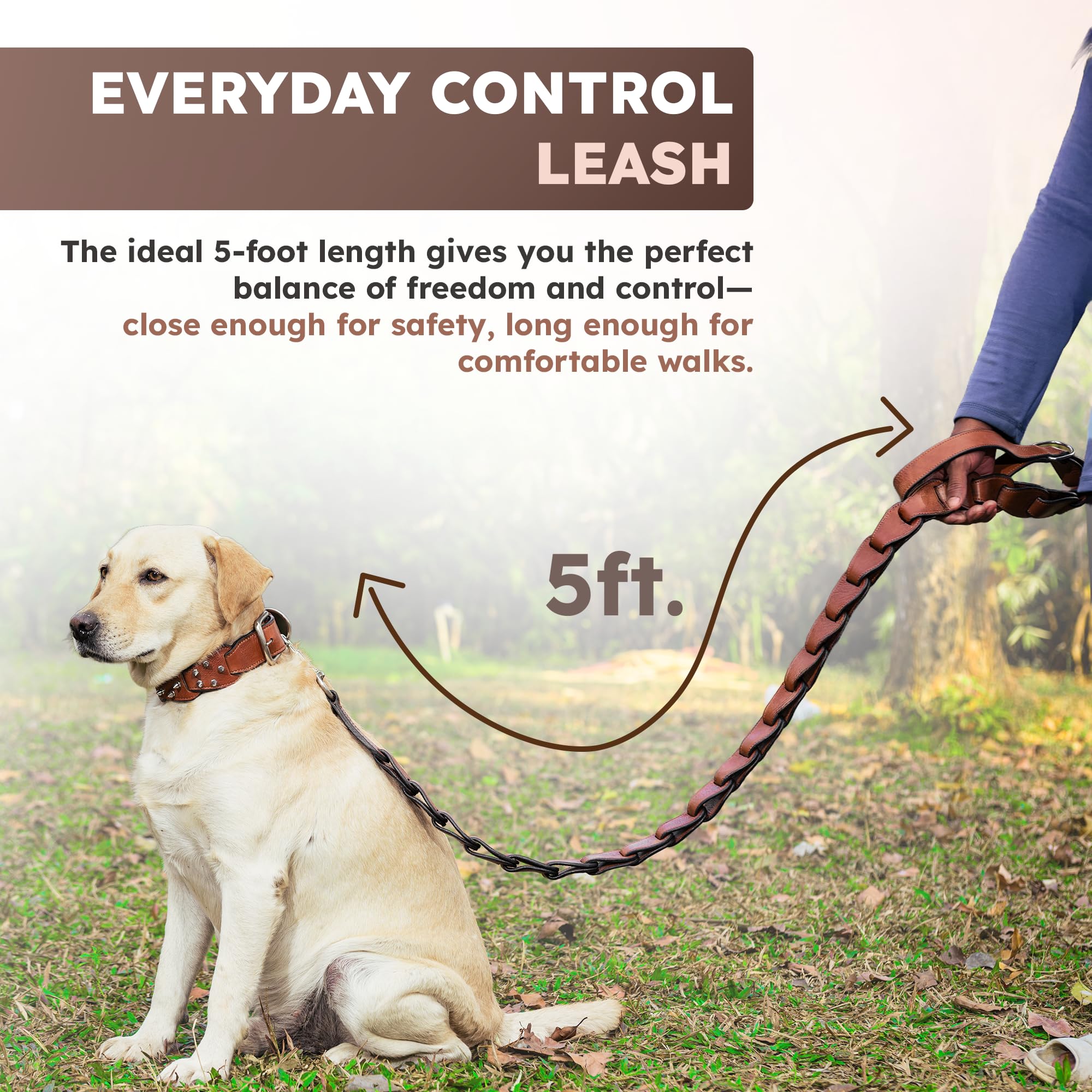 Adil's Premium Softy Leather Dog Leash 5ft Long 1.5 Inch Wide Braided Leash with Loop Handle 360° Swivel Hook Heavy Duty D-Ring Durable Walking Training Lead for Small Medium Large Pets