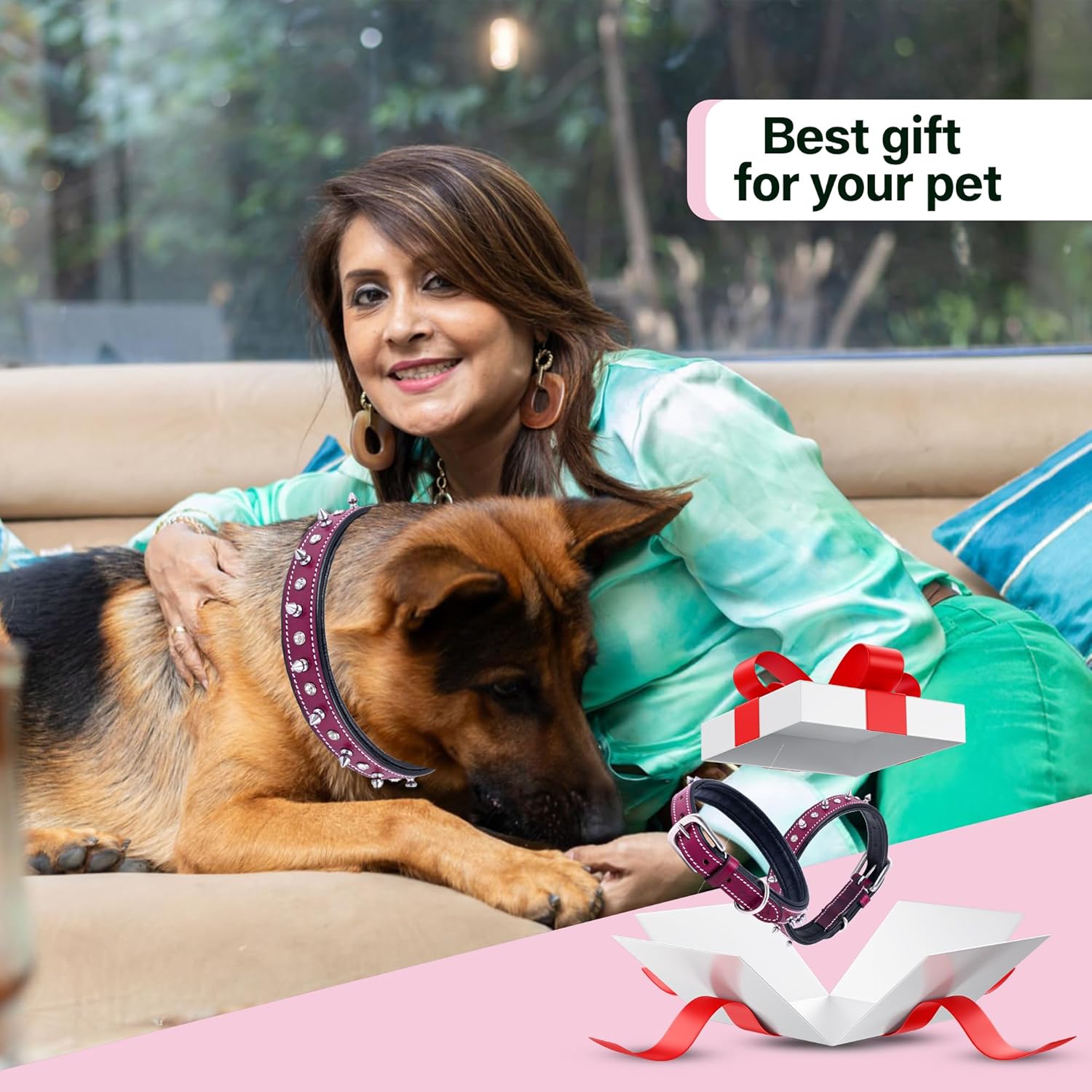 Adil’S Leather Spike Studded Dog Collar – Adjustable Pet Collar for Small, Medium, Large Dogs Durable & Stylish for Pitbulls, Bulldogs, Mastiffs & Guard Dogs