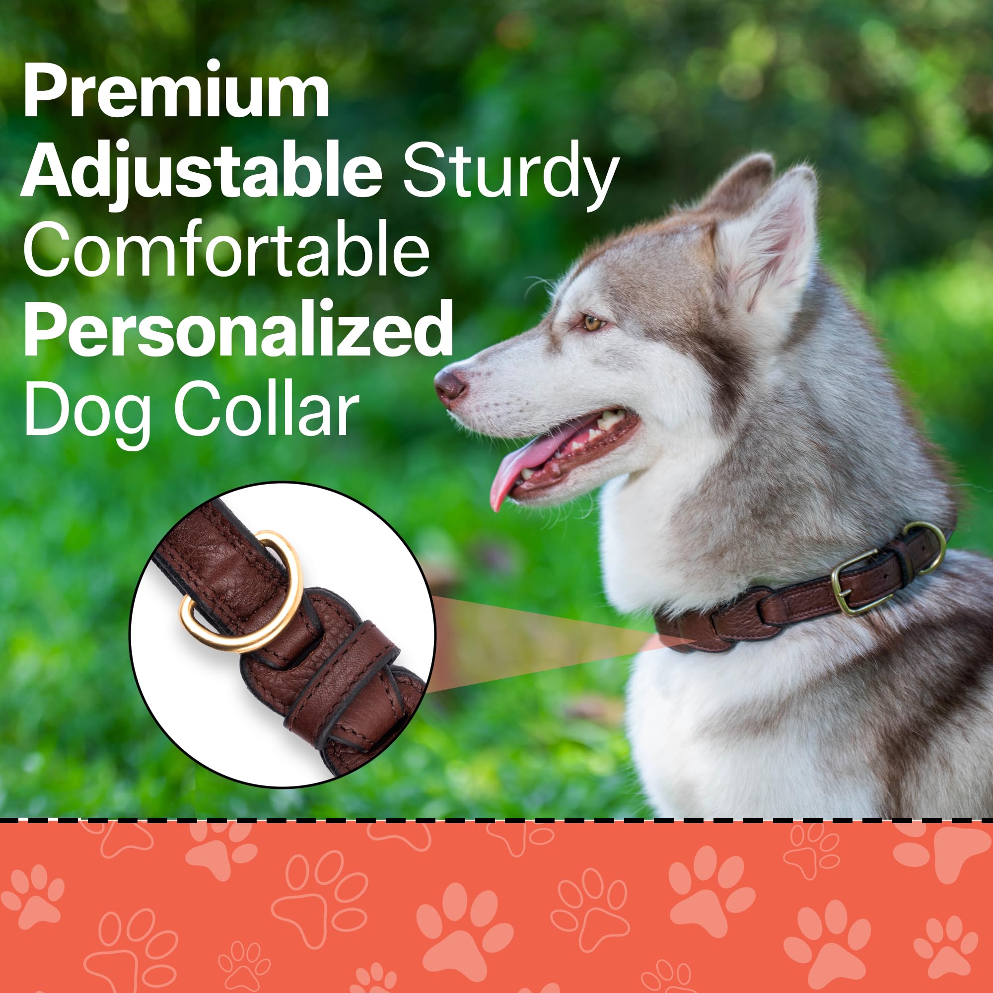 Adil’S Soft Leather Personalized Dog Collar for Large Medium Small Dogs Neck Collar with Personalized Dog Name in Neck Size 12 Inch to 26 Inch