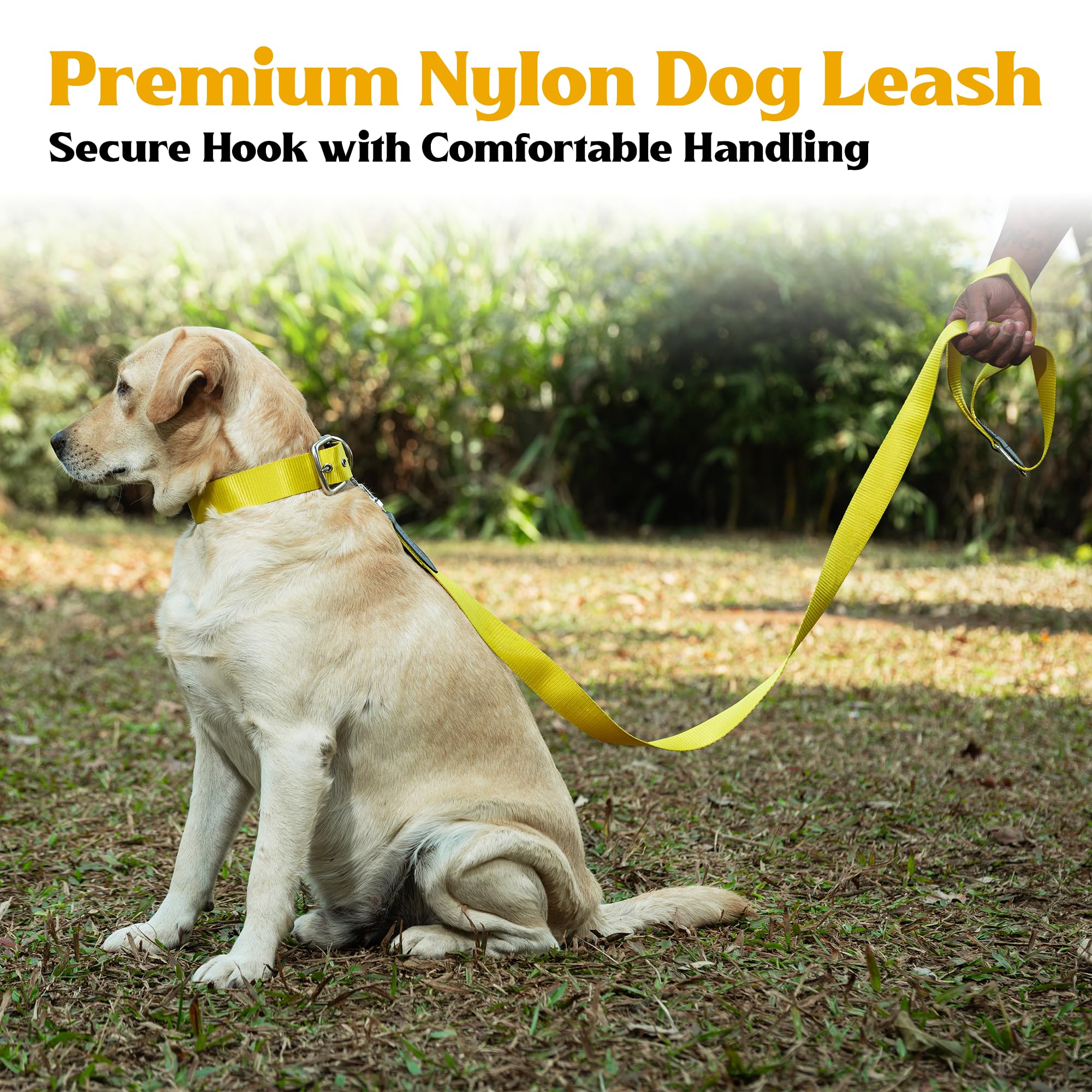 ADIL's Nylon Dog Leash, Heavy Duty Walking Lead with 360° Swivel Metal Hook 1.5 Inch Wide Durable Training Cord with Comfortable Loop Handle for Medium Large Dogs