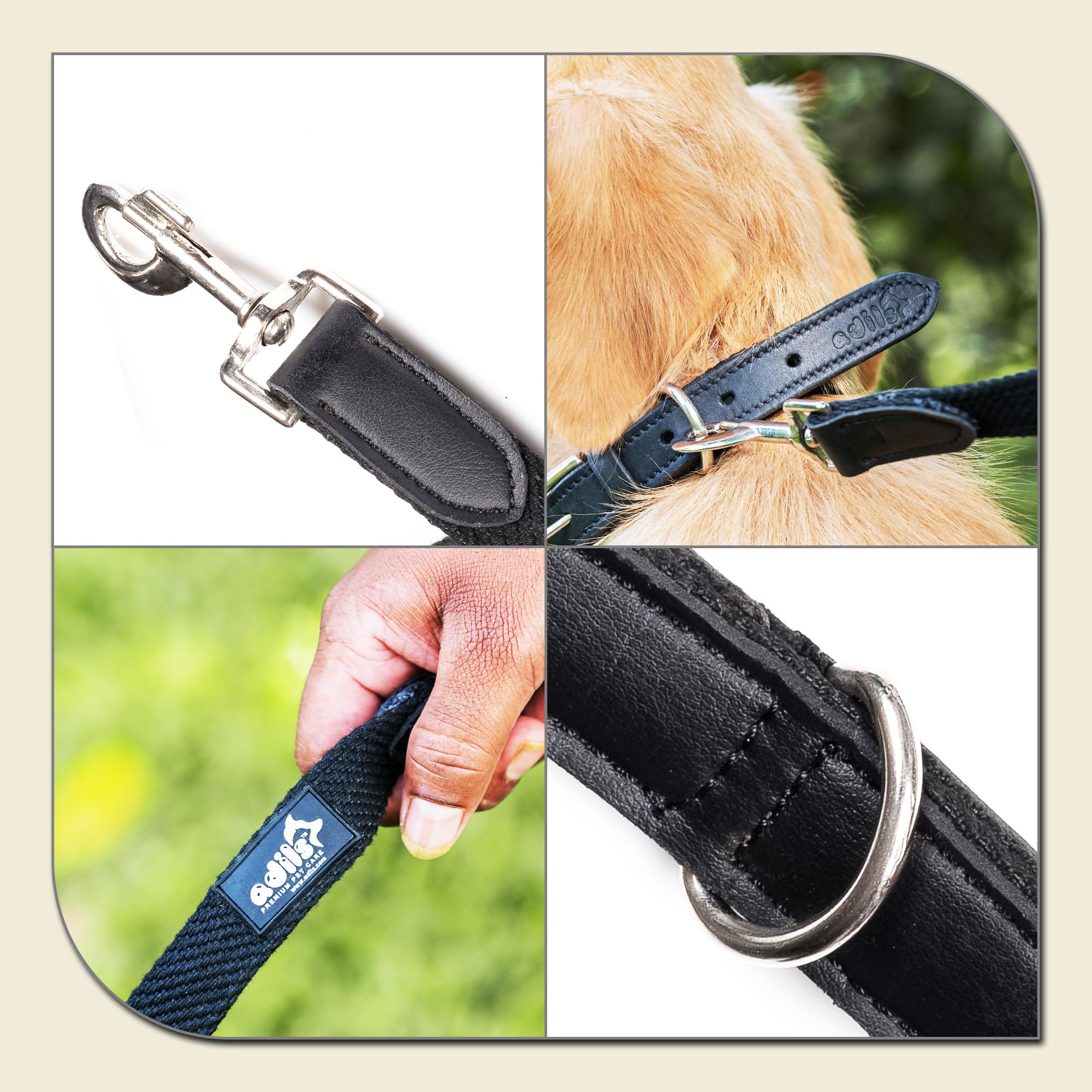 Adil’s 5FT Adjustable Cotton Dog Leash with Soft Leather Handle – Durable Long Lead with 360° Swivel Hook – Strong, Tangle-Free Leash for Walking & Training Small, Medium & Large Dogs