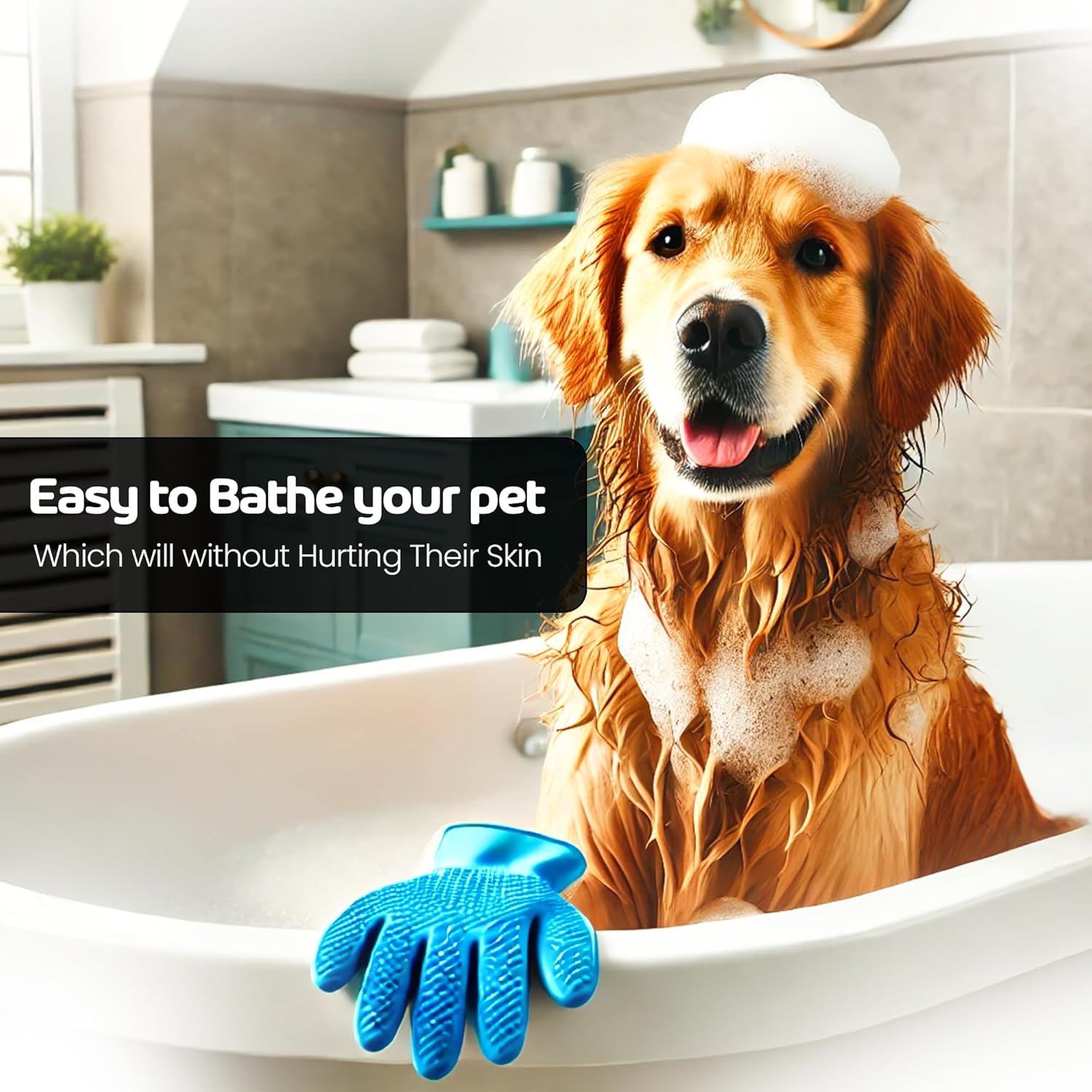 Adil’s Pet Grooming Gloves for Cats & Dogs – Waterproof Bathing, Massage, & Scrubbing Gloves (Pair of 1)