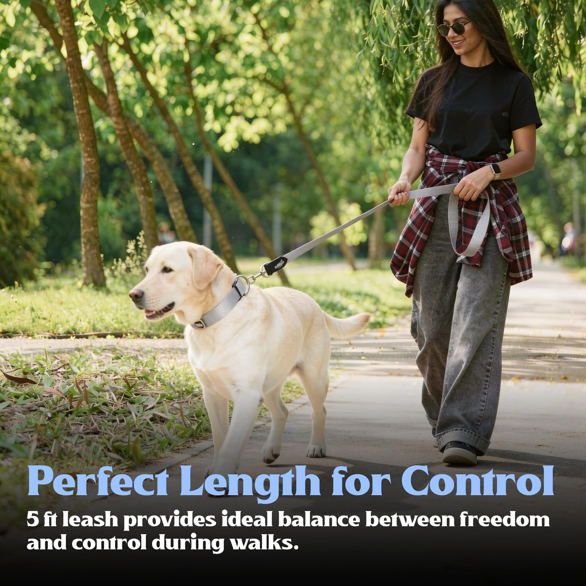 ADIL's Nylon Dog Leash, Heavy Duty Walking Lead with 360° Swivel Metal Hook 1.5 Inch Wide Durable Training Cord with Comfortable Loop Handle for Medium Large Dogs