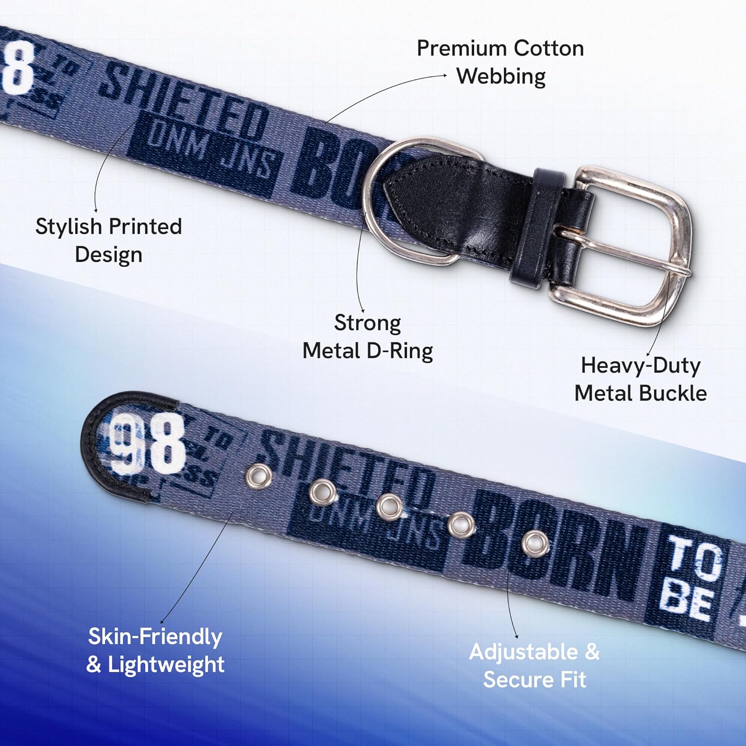 ADIL's Handcrafted Cotton Dog Collar – Premium Graffiti Printed Webbing Neckbelt with Heavy-Duty Metal Buckle & Strong D-Ring Adjustable Neckband for Small Medium Large Dogs