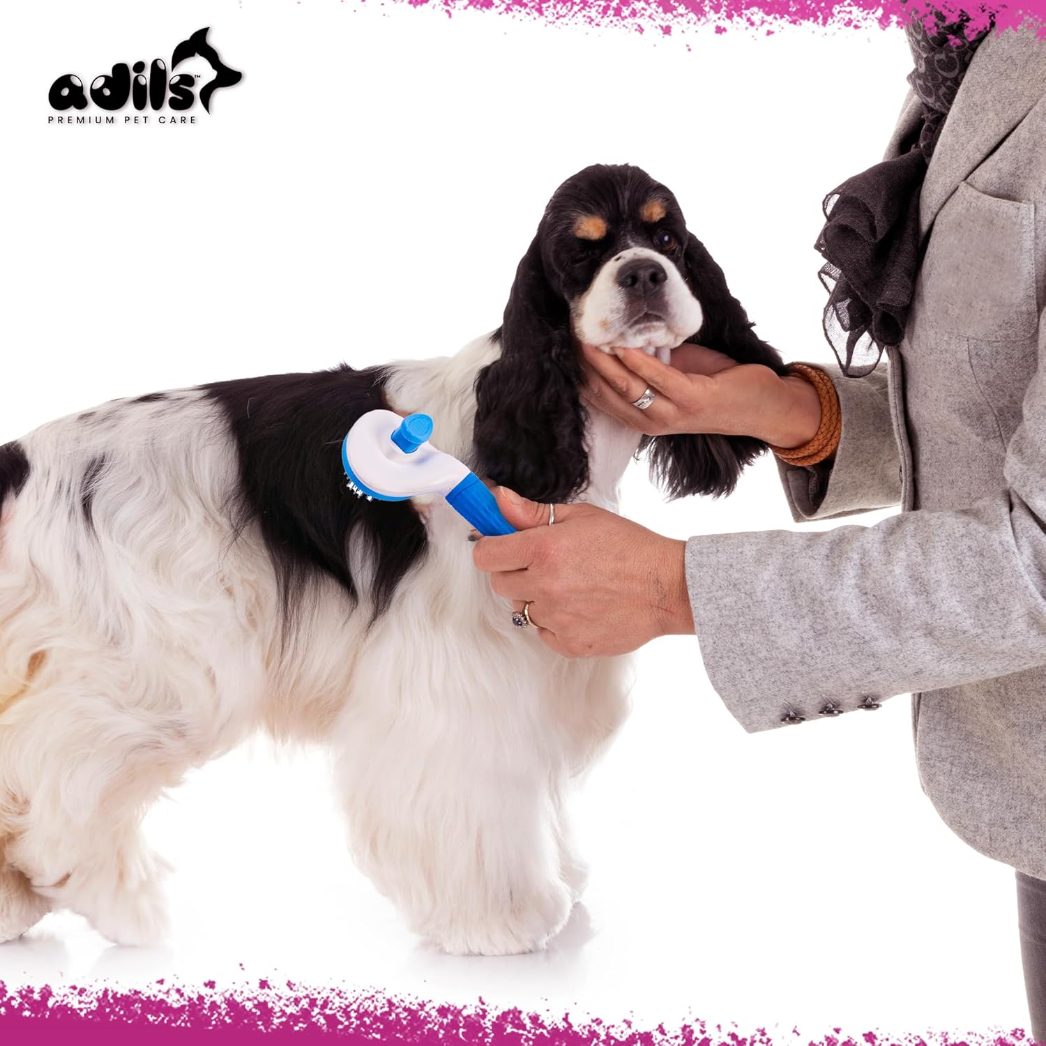 ADIL Self-Cleaning Brush for Dogs, Cats & Bunnies - Pet Grooming Brush