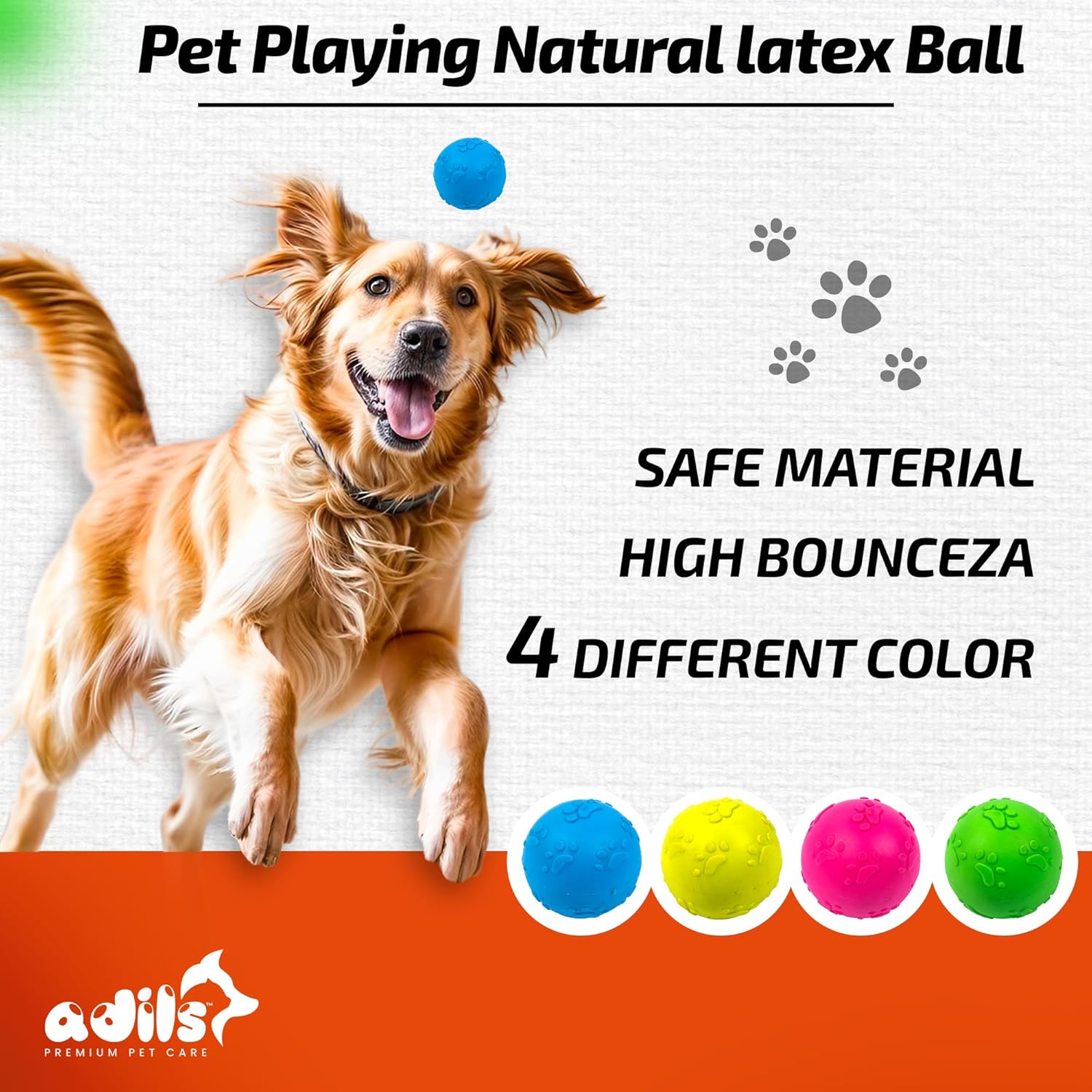 ADIL'S Natural Latex Dog Chews Ball Toy for Small to Medium Dogs & Puppies