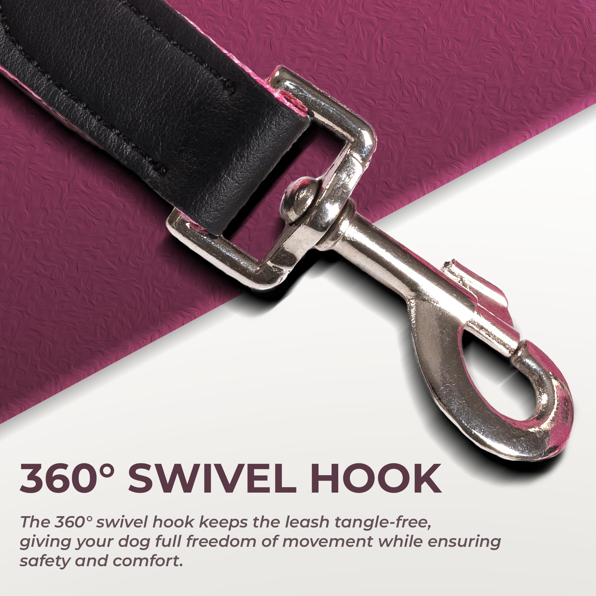 Adil’s 5FT Adjustable Nylon Dog Leash with Soft Leather Handle – Durable Long Lead with 360° Swivel Hook – Strong, Tangle-Free Leash for Walking & Training Small, Medium & Large Dogs