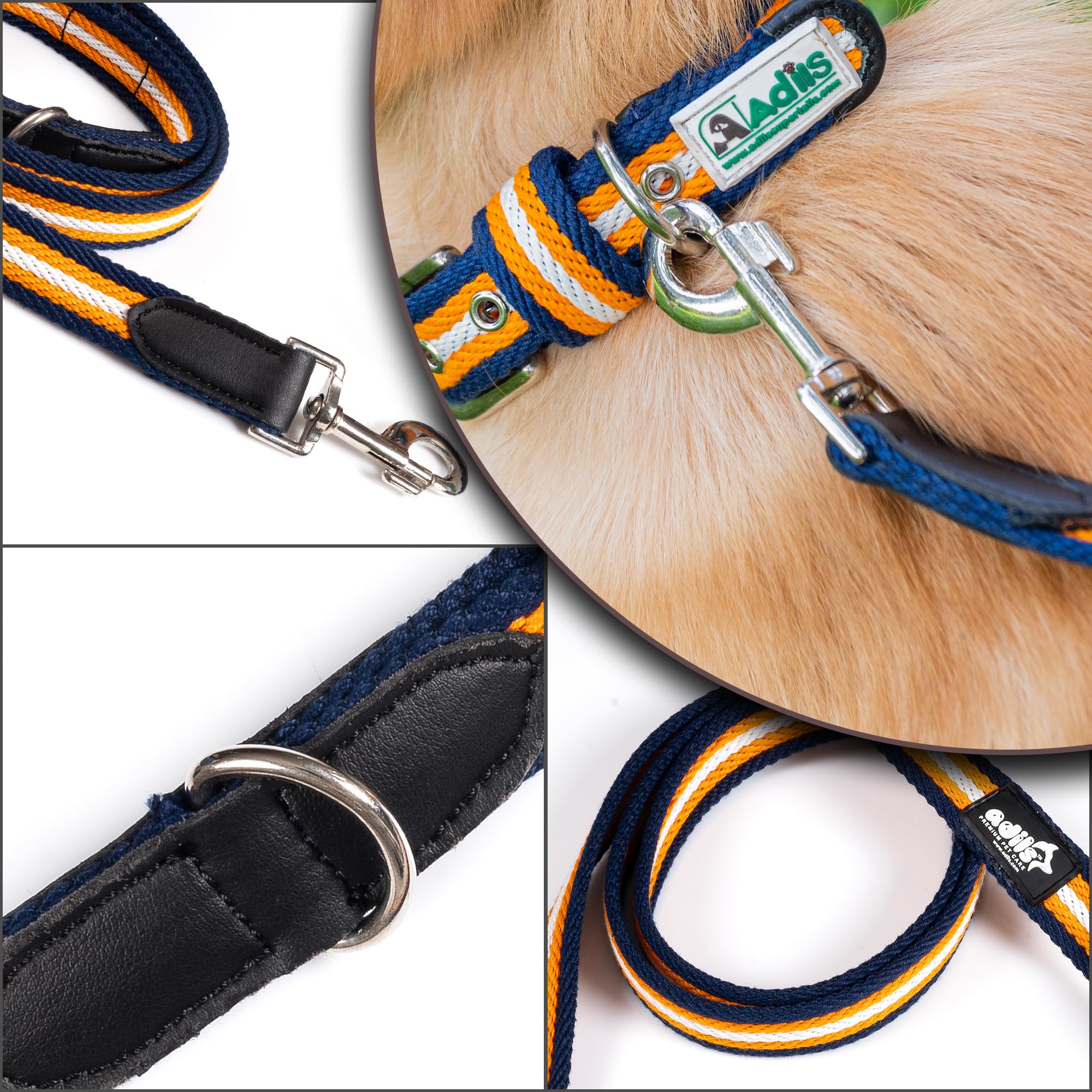 Adil’s Multi Color Cotton Dog Leash – Durable High-Density Cotton with Metal Clasp, 5 Ft Leash for Small, Medium & Large Dogs – Comfortable & Strong Pet Walking Leash