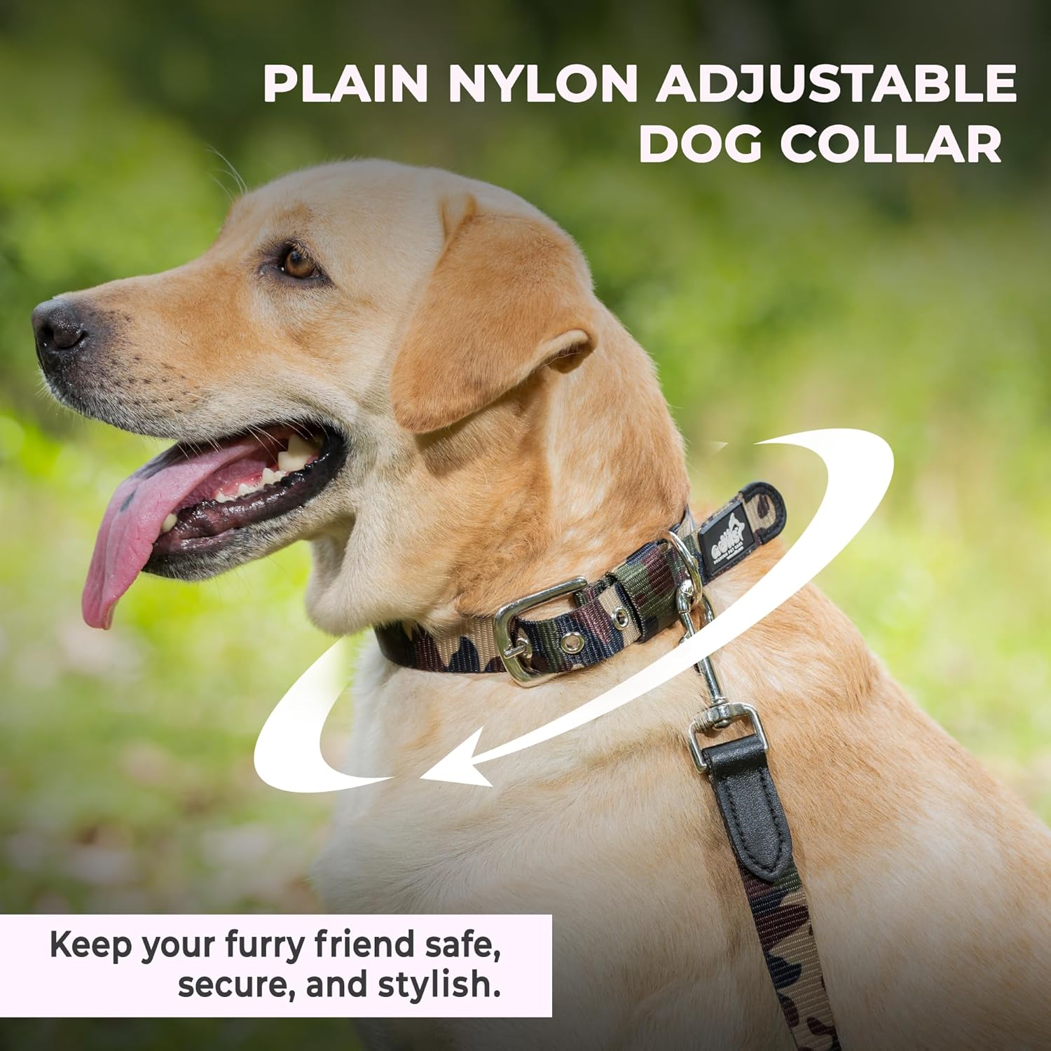 Adil’s Nylon Adjustable Dog Collar & Leash Combo Set in Army Print Durable Neckbelt with Metal Buckle D-Ring 360 Swivel Hook with Comfortable Loop Handle for Small Medium Large Pet (Army Print, S)