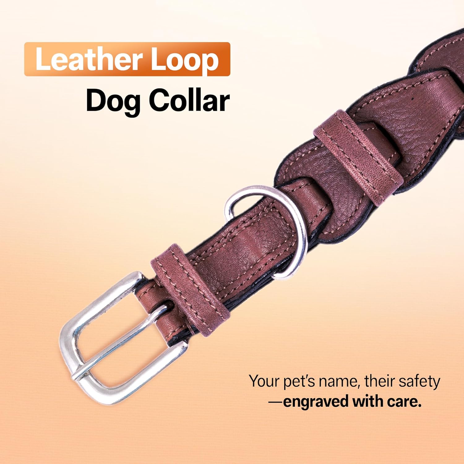 Adil’S Genuine Leather Loop Dog Collar – Handmade, Heavy-Duty, Soft Padded & Adjustable – Durable Braided Leather Collar Dogs