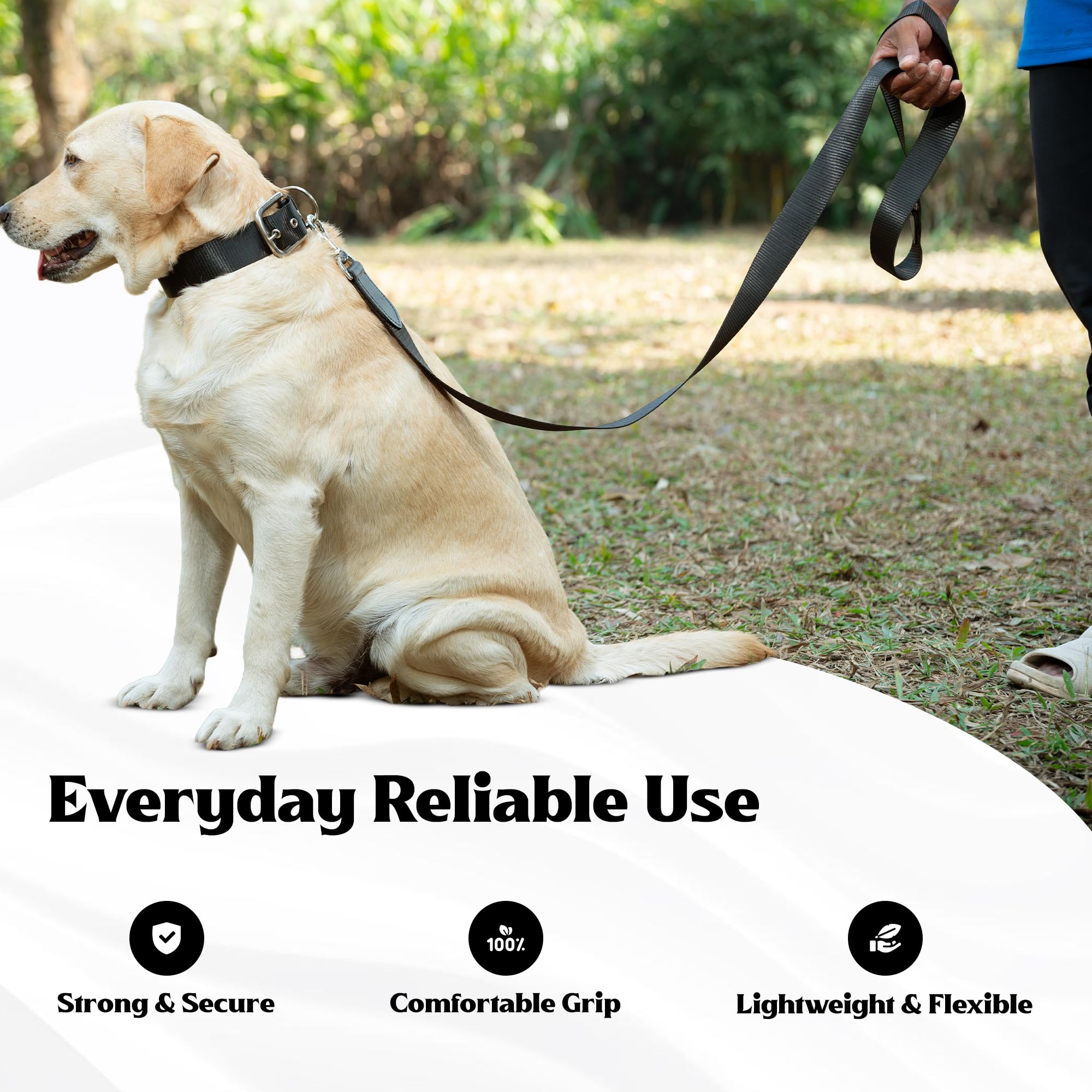 ADIL's Nylon Dog Leash, Heavy Duty Walking Lead with 360° Swivel Metal Hook 1.5 Inch Wide Durable Training Cord with Comfortable Loop Handle for Medium Large Dogs