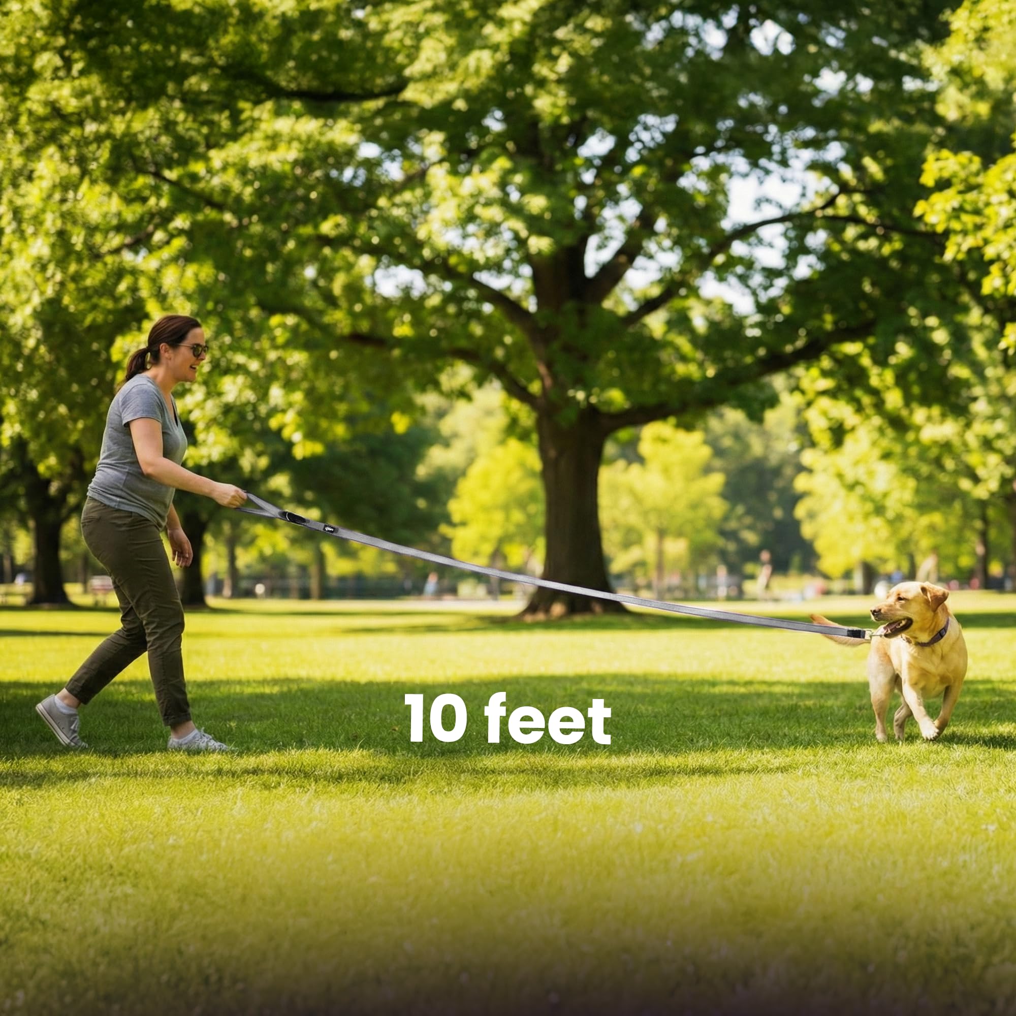 Adil’s 10FT Adjustable Dog Leash Features a Soft Leather Handle, Strong Nylon, and a 360° Swivel Hook—Durable, Comfy, and Ideal for Small to Large Dogs.