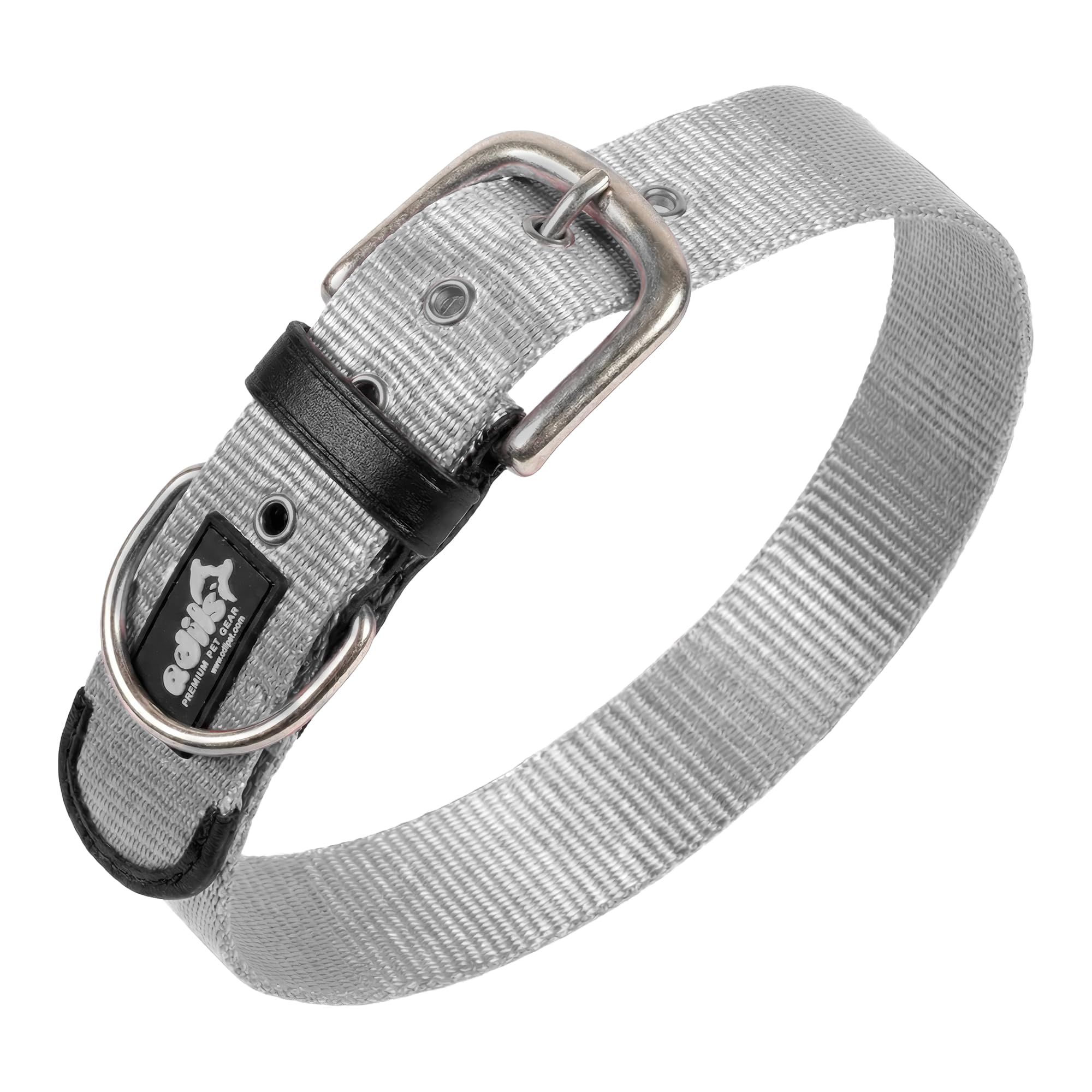 ADIL's Nylon Dog Collar – 1.5 Inch Wide Heavy-Duty Neckbelt with Metal Buckle D-Ring, Adjustable Safety Strap Small Medium Large Pets for Outdoor Walking Training (Beige, S)