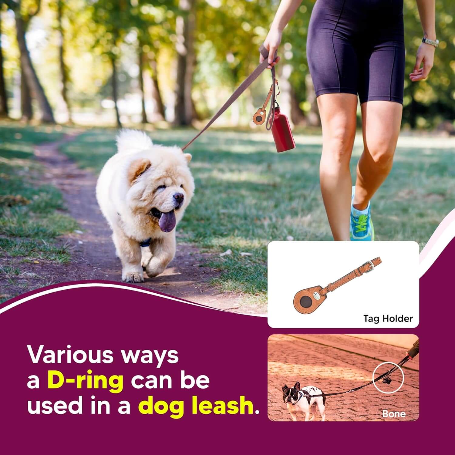 Adil’s Biothane Dog Leash - Waterproof Leashes for Dogs, Metal Hook, Adjustable 5ft Length Suitable for Dogs & Puppies, Ideal for Walking, Running & Training