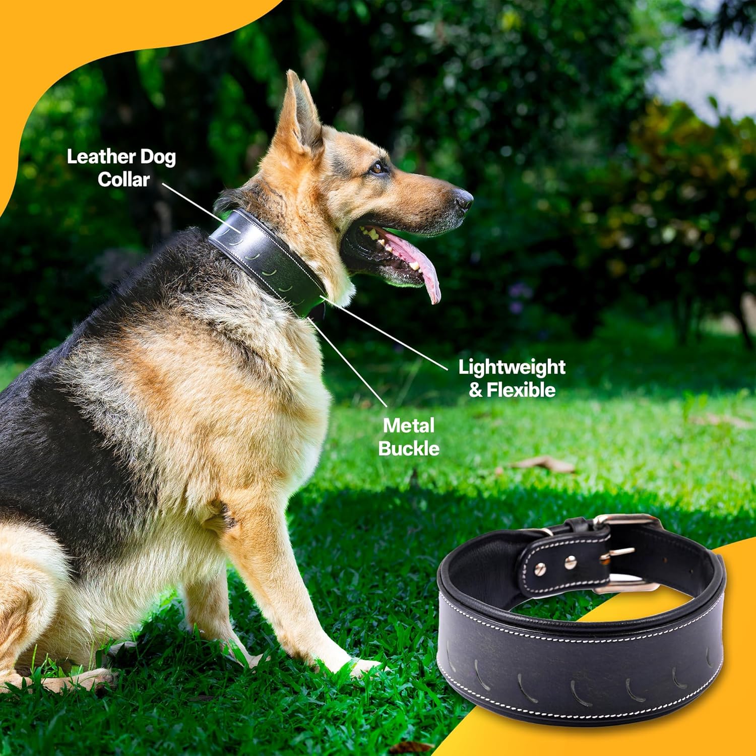 Adil’S Tooling Half Moon Cut Tooled Dog Collar 2.25INCH Width Suitable for Medium & Large Dogs, Hand Tooled Leather Dog Collar with Sturdy Hardware & Classic Design