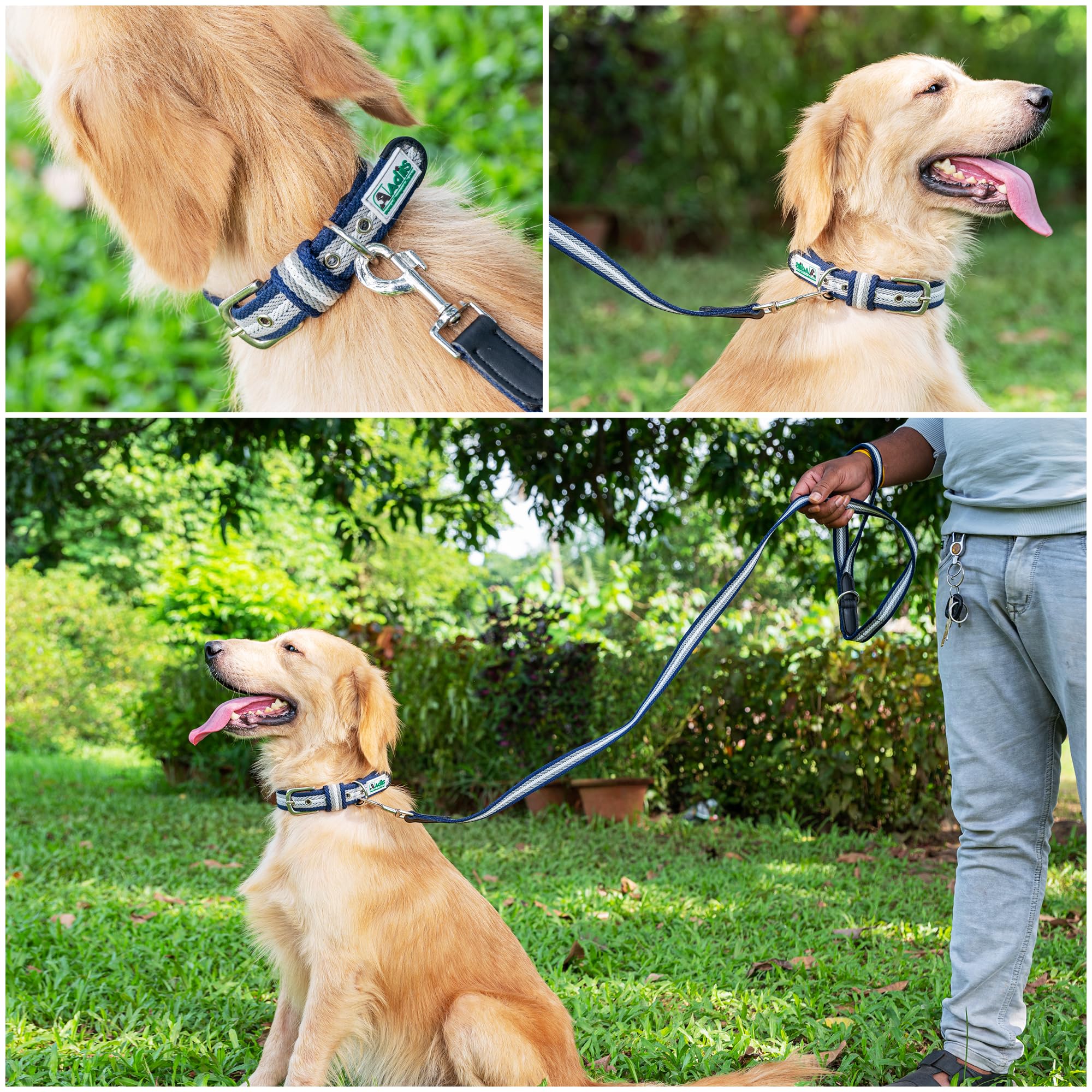 Adil’s Multi Color Cotton Dog Leash – Durable High-Density Cotton with Metal Clasp, 5 Ft Leash for Small, Medium & Large Dogs – Comfortable & Strong Pet Walking Leash