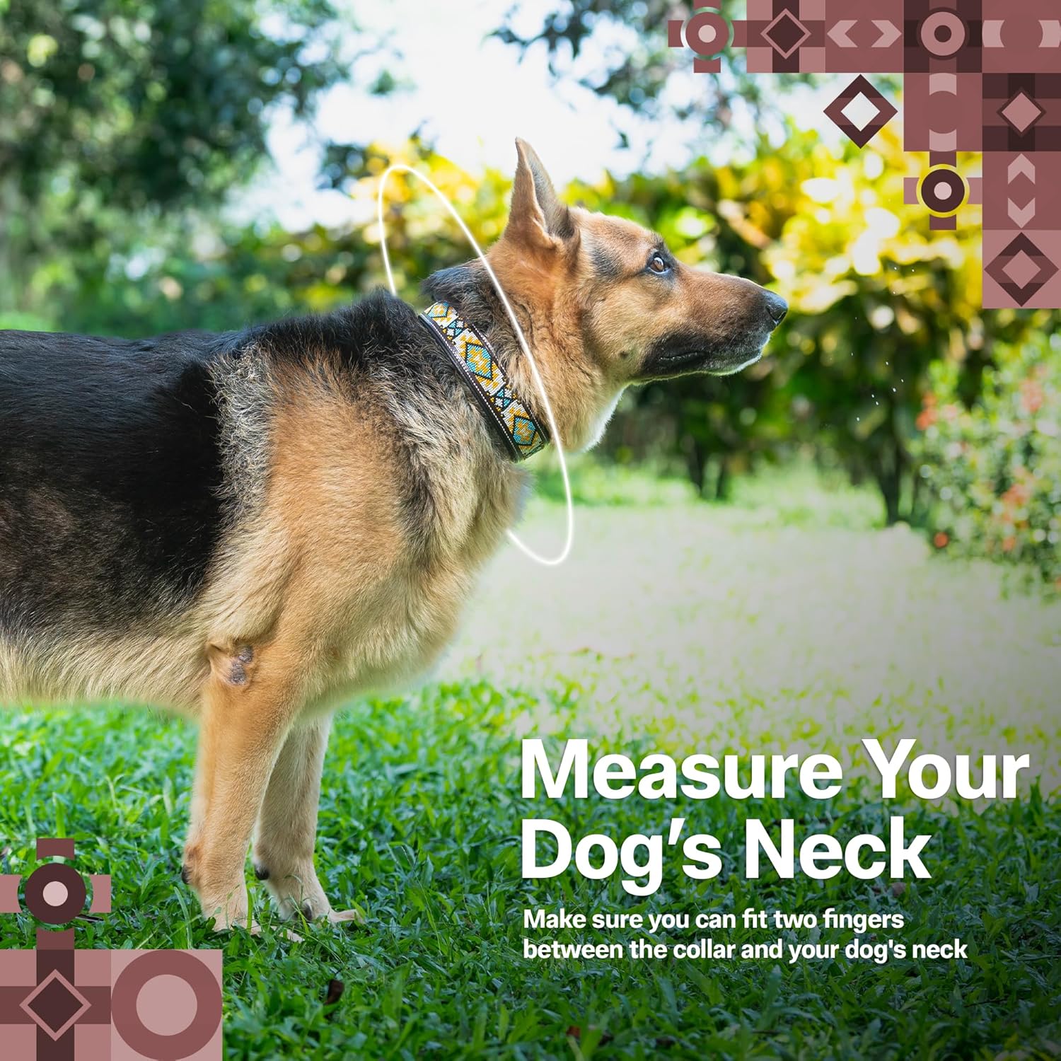 Adil’S Beaded Leather Dog Collar 1.5 Inch Width, for Small, Medium & Large Dogs, Hand Tooled Adjustable Beaded Dog Collars with Strong Metal Buckle & D-Ring