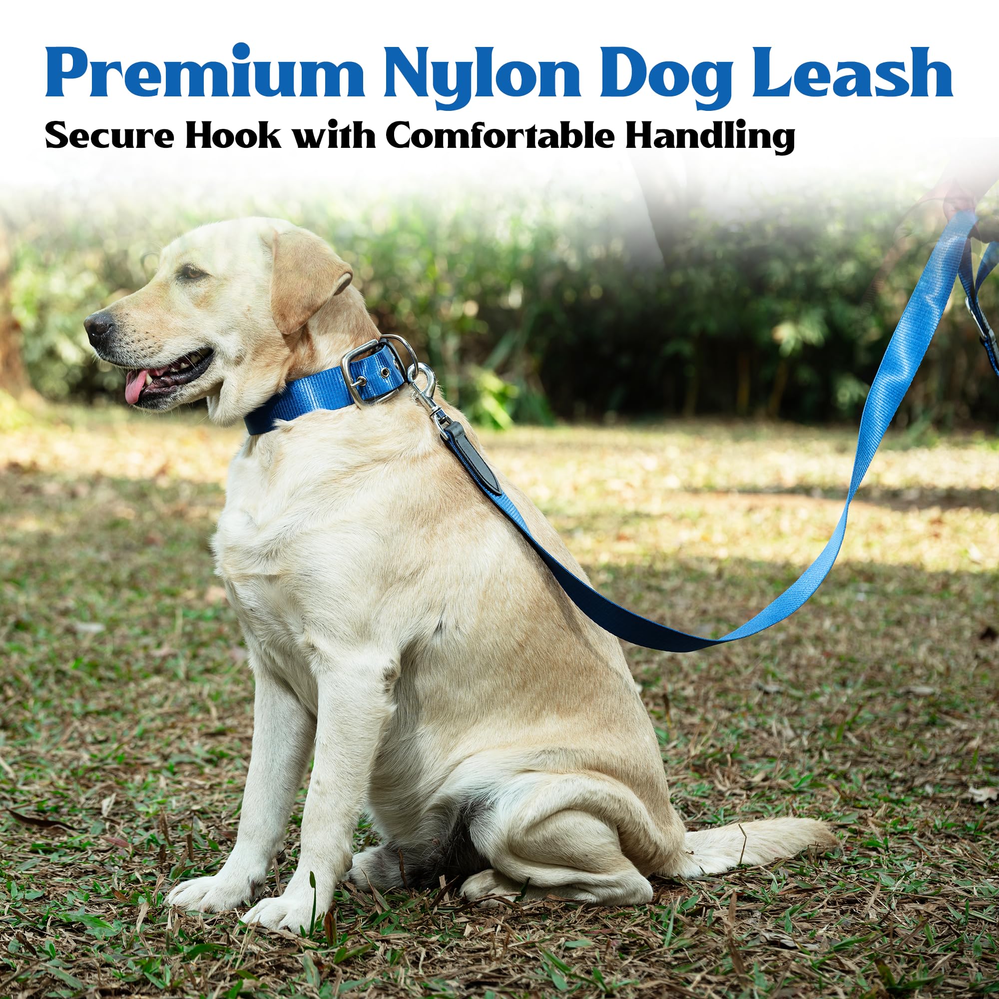 ADIL's Nylon Dog Leash, Heavy Duty Walking Lead with 360° Swivel Metal Hook 1.5 Inch Wide Durable Training Cord with Comfortable Loop Handle for Medium Large Dogs