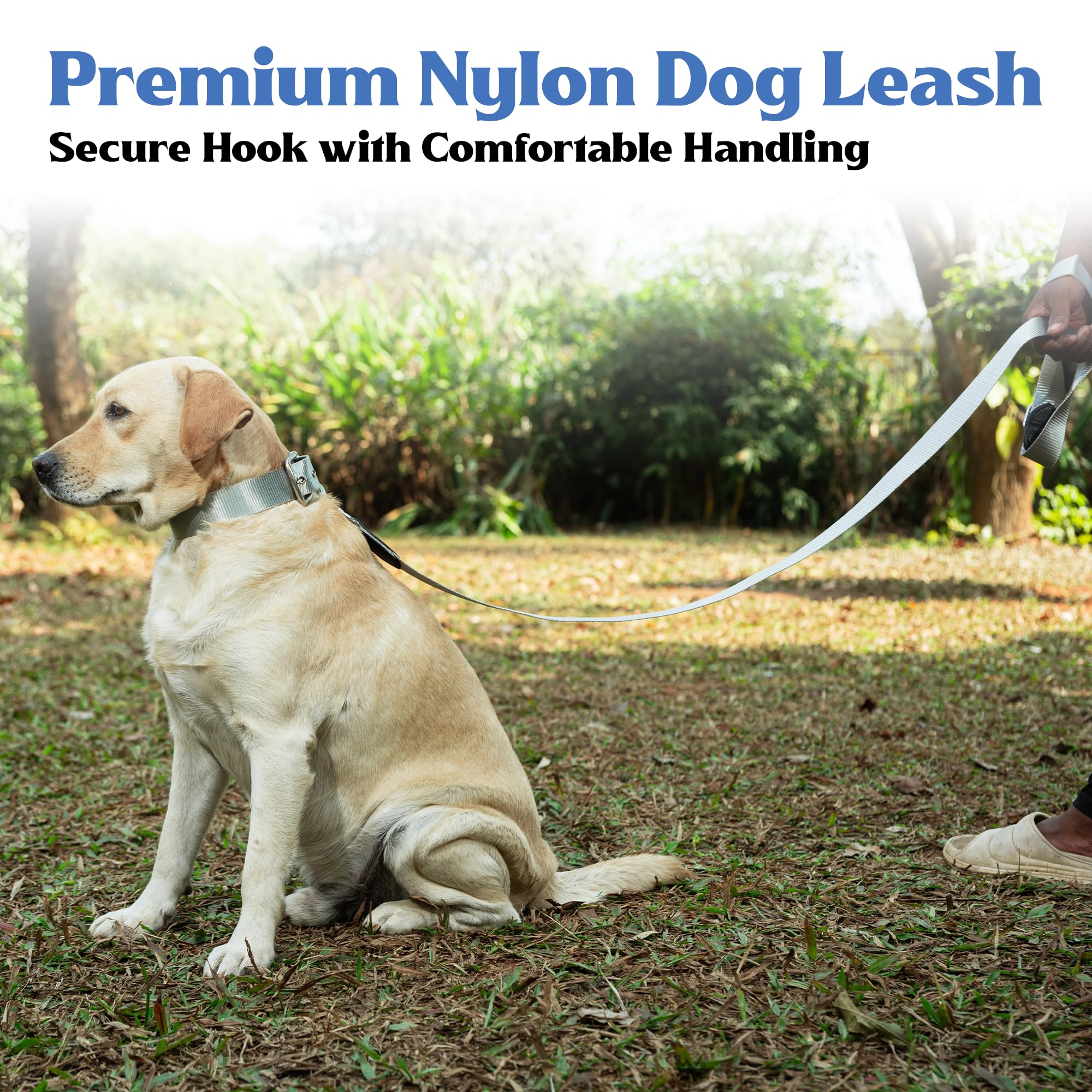 ADIL's Nylon Dog Leash, Heavy Duty Walking Lead with 360° Swivel Metal Hook 1.5 Inch Wide Durable Training Cord with Comfortable Loop Handle for Medium Large Dogs