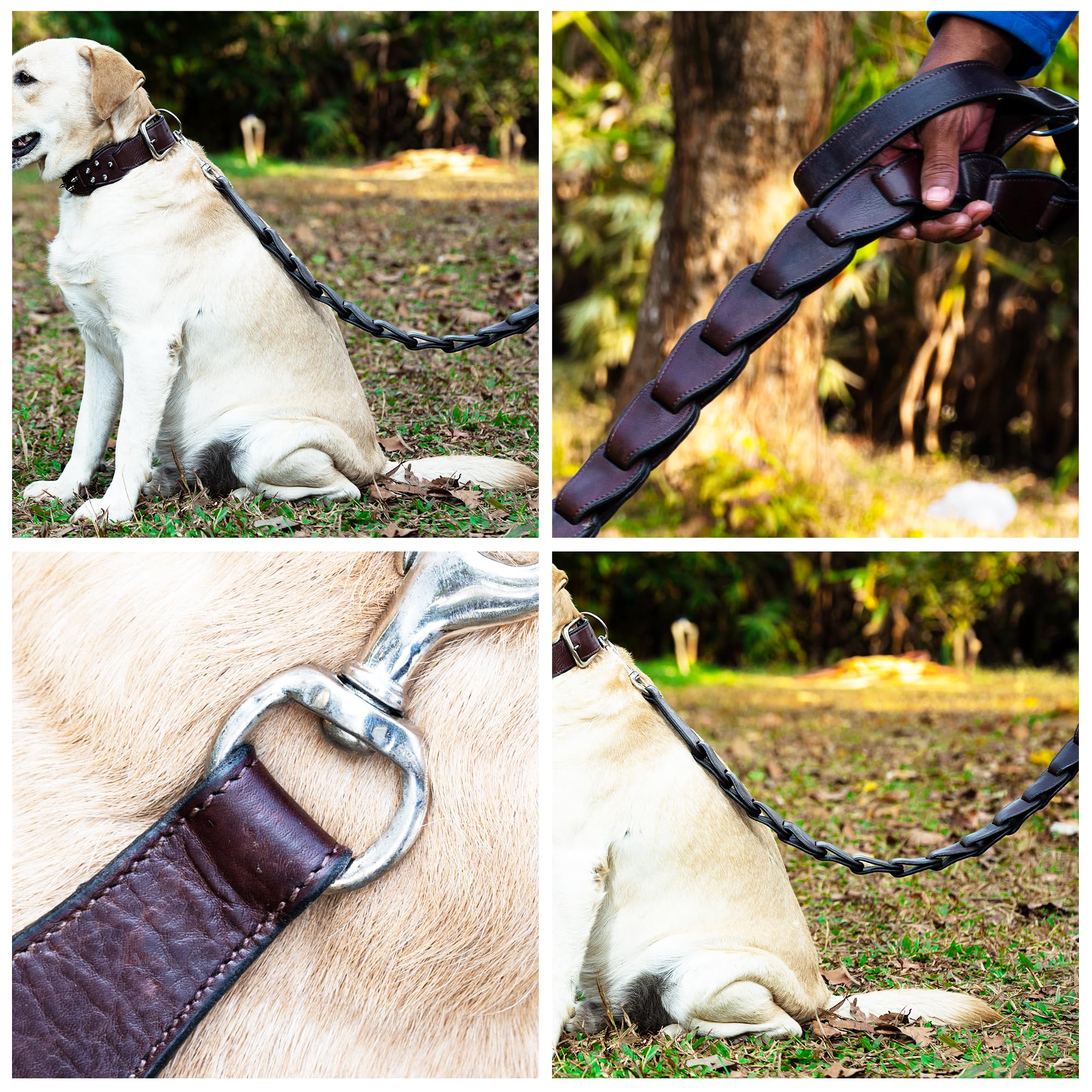 Adil's Premium Softy Leather Dog Leash 5ft Long 1.5 Inch Wide Braided Leash with Loop Handle 360° Swivel Hook Heavy Duty D-Ring Durable Walking Training Lead for Small Medium Large Pets