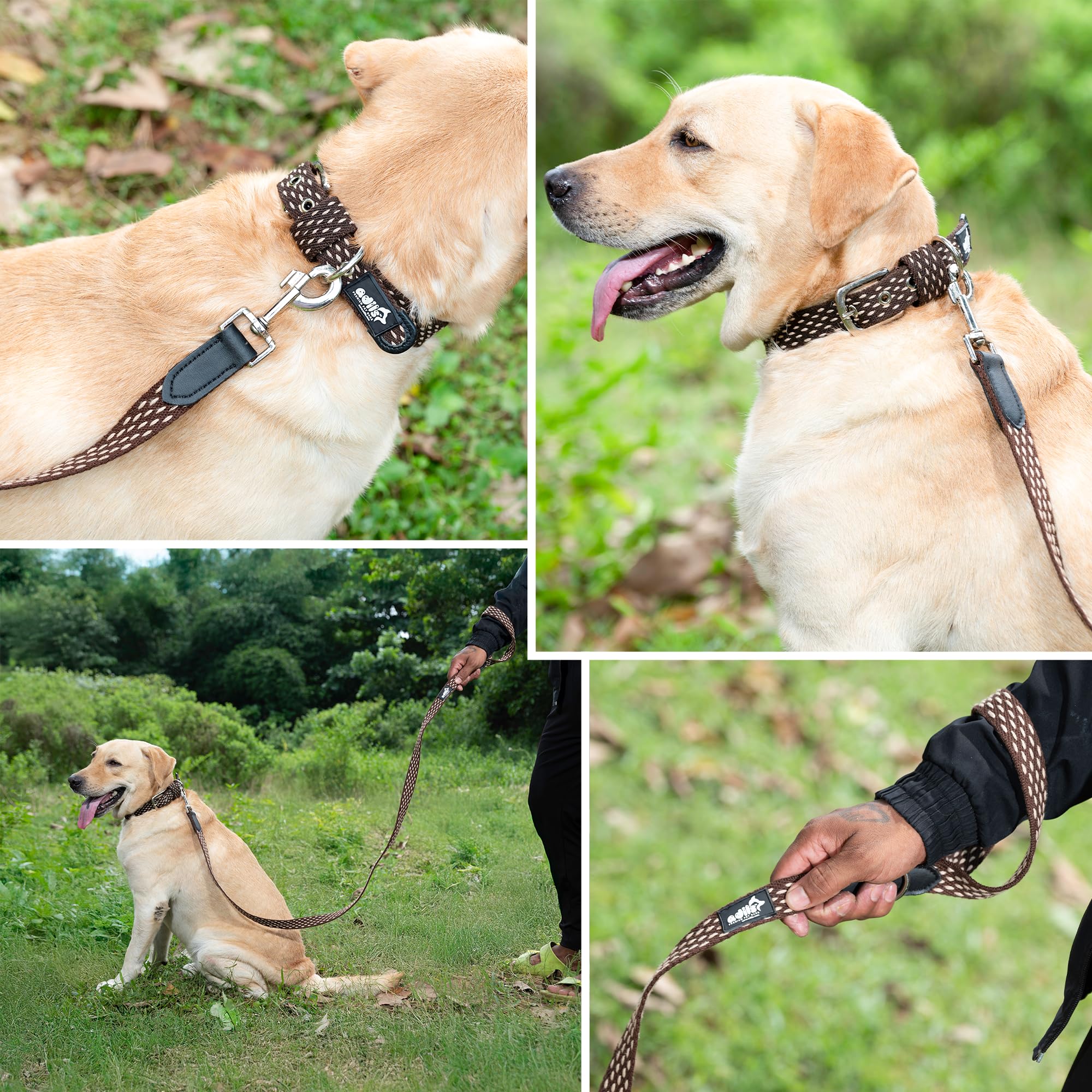 Adil’s 5ft Cotton Dotted Dog Leash with Leather Grip & 360° Swivel Hook – Durable, Comfy & Tangle-Free for All Dog Sizes