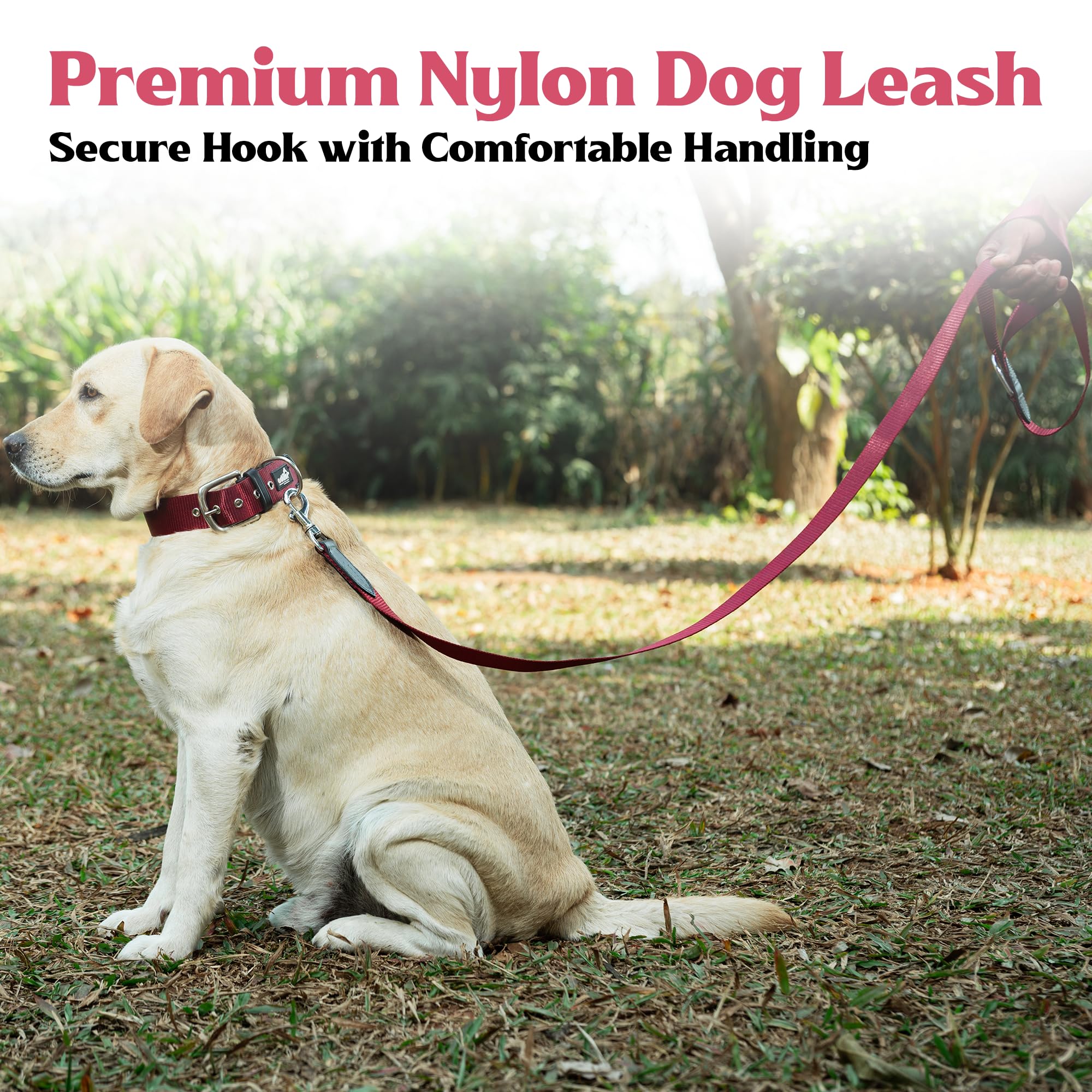 ADIL's Nylon Dog Leash, Heavy Duty Walking Lead with 360° Swivel Metal Hook 1.5 Inch Wide Durable Training Cord with Comfortable Loop Handle for Medium Large Dogs