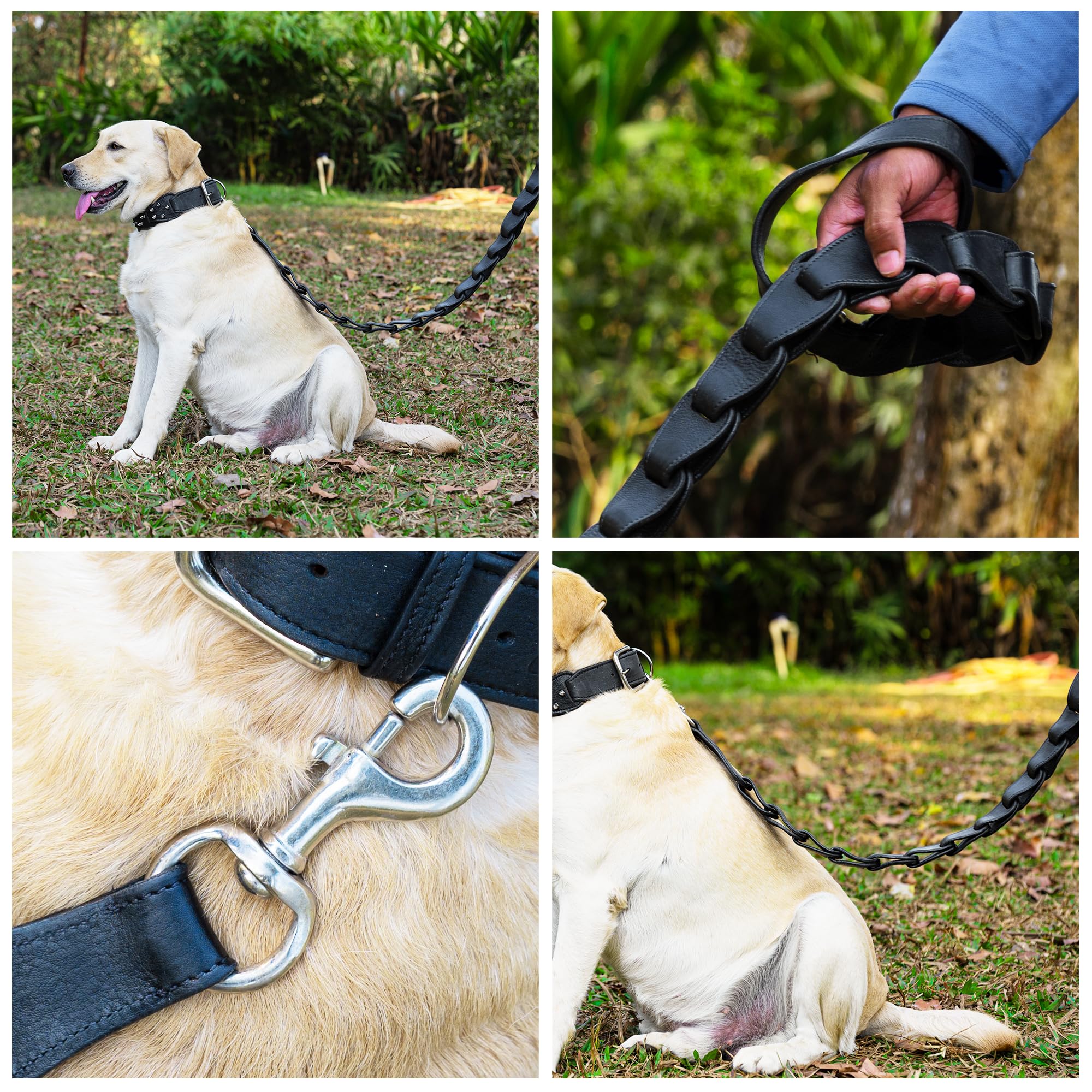 Adil's Premium Softy Leather Dog Leash 5ft Long 1.5 Inch Wide Braided Leash with Loop Handle 360° Swivel Hook Heavy Duty D-Ring Durable Walking Training Lead for Small Medium Large Pets