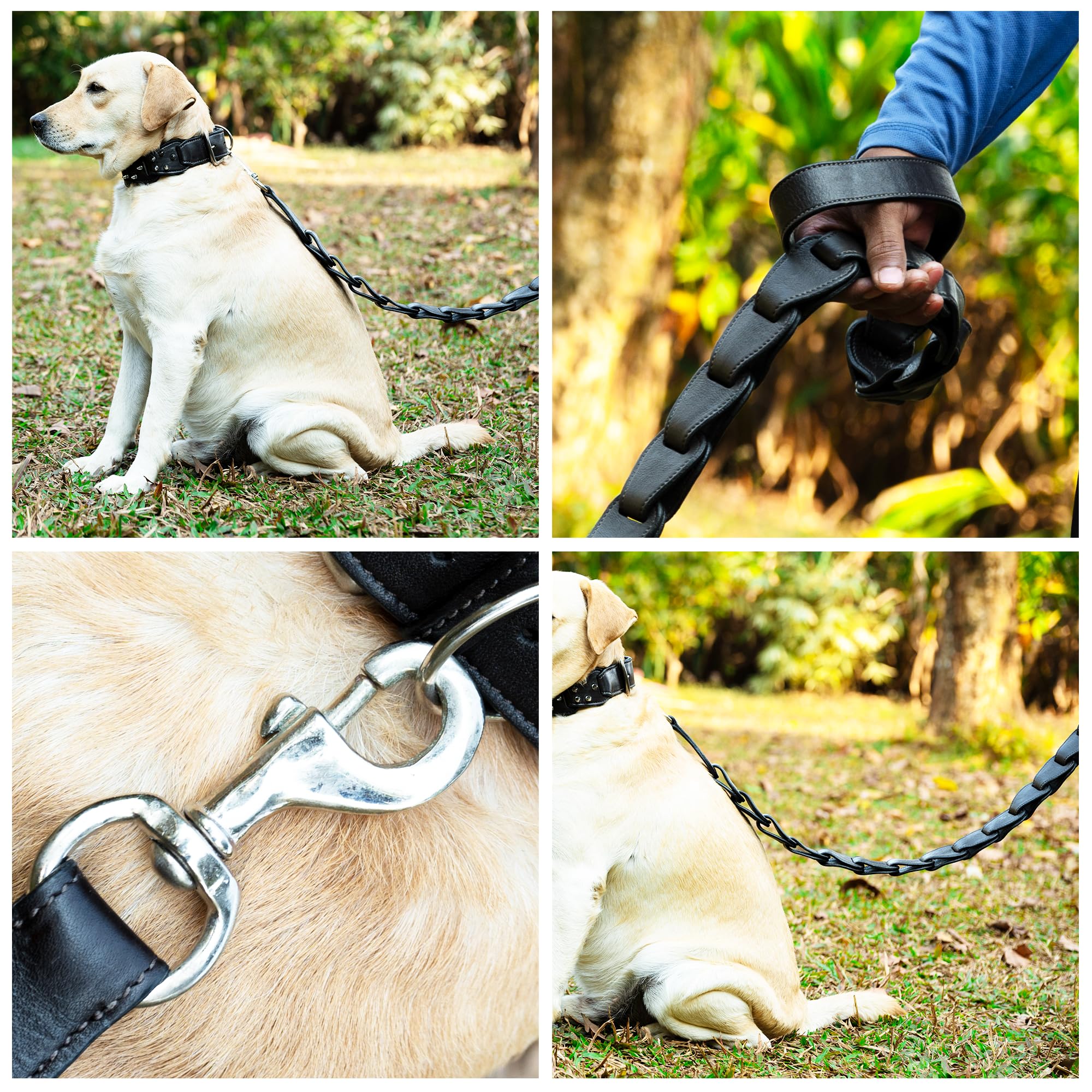 Adil's Premium Softy Leather Dog Leash 5ft Long 1.5 Inch Wide Braided Leash with Loop Handle 360° Swivel Hook Heavy Duty D-Ring Durable Walking Training Lead for Small Medium Large Pets