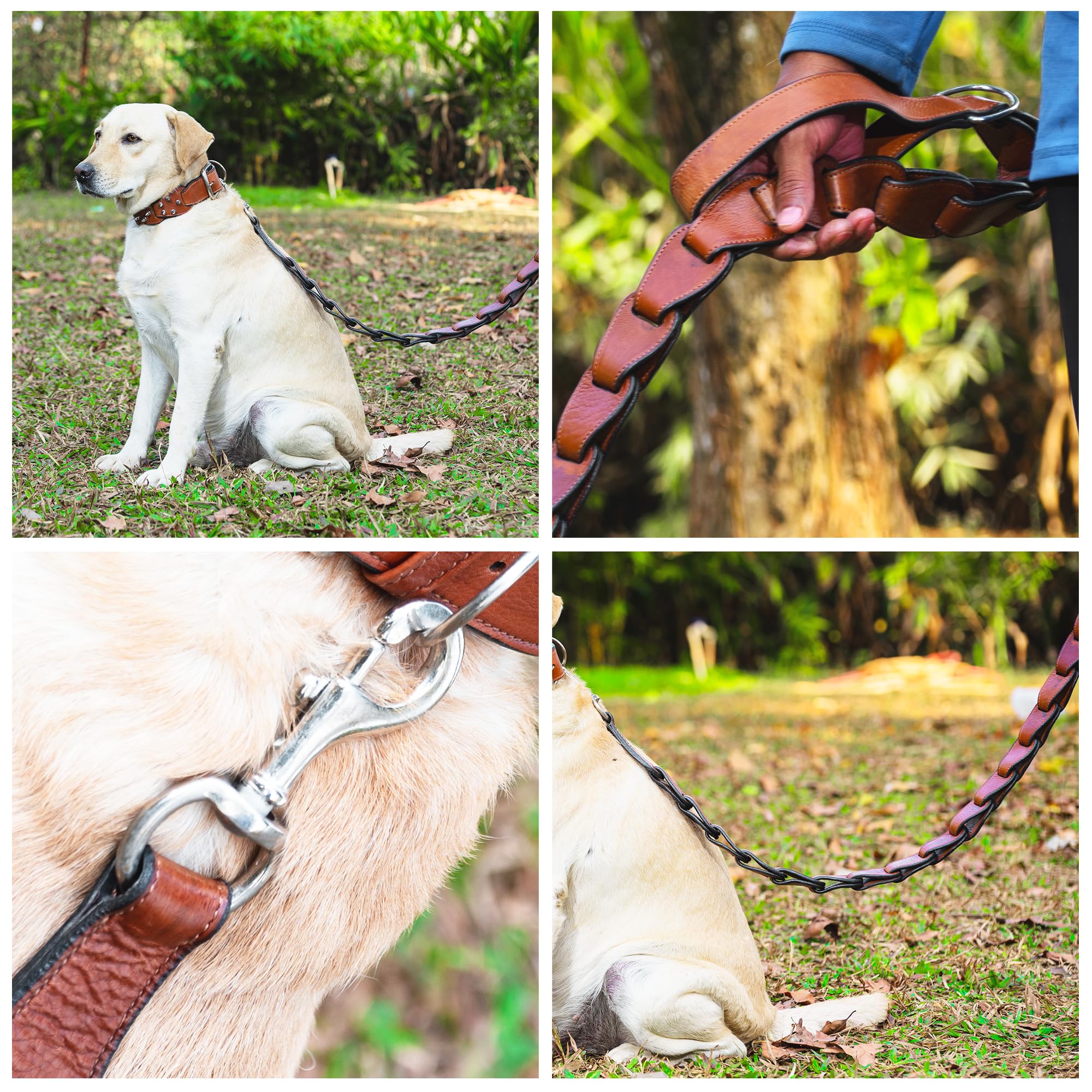 Adil's Premium Softy Leather Dog Leash 5ft Long 1.5 Inch Wide Braided Leash with Loop Handle 360° Swivel Hook Heavy Duty D-Ring Durable Walking Training Lead for Small Medium Large Pets