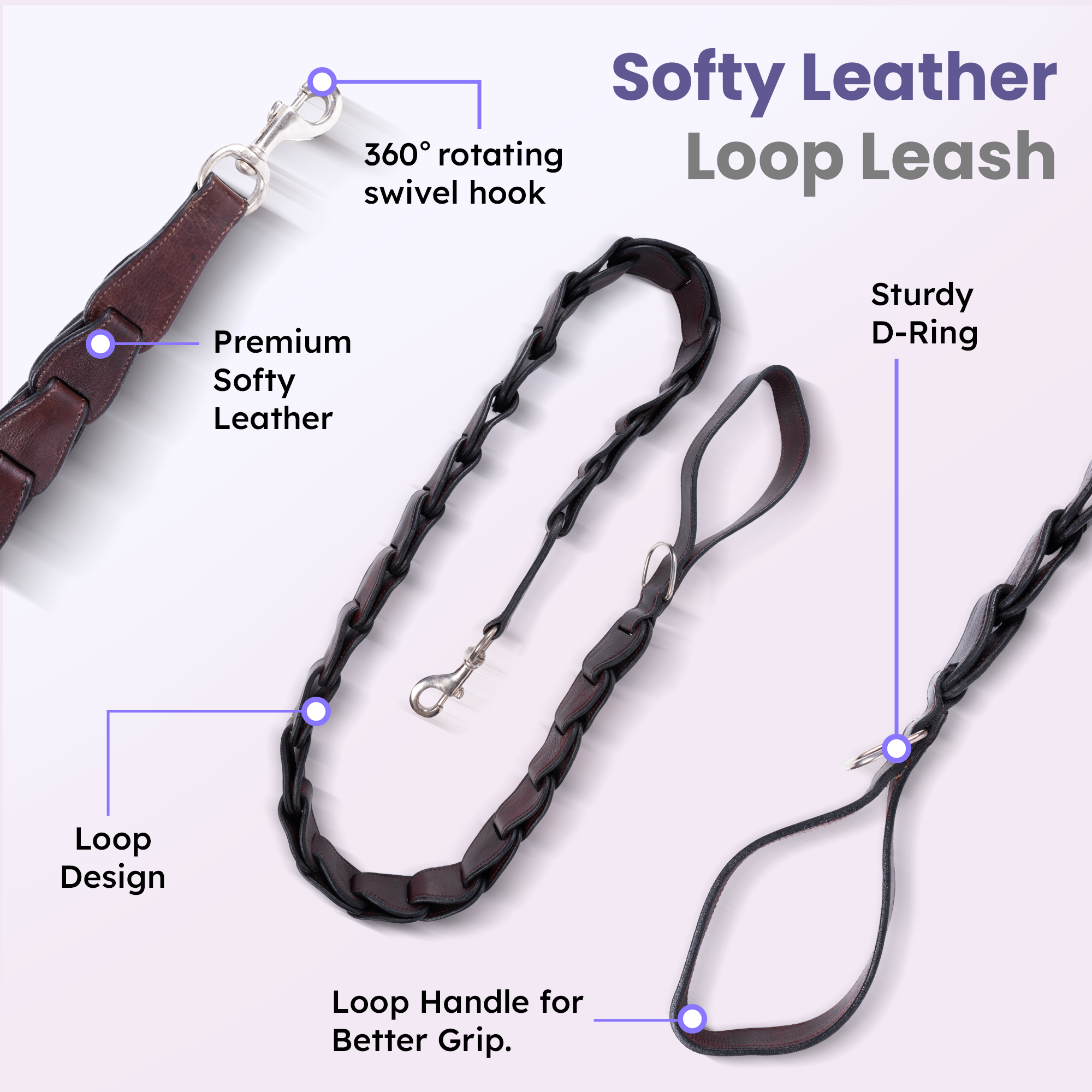 Adil’s Personalized Leather Loop Spike Dog Collar & Leash Combo Set 1.5" Wide Adjustable Neckbelt Metal Buckle D-Ring 5Ft Leather Heavy Duty Loop Cord with 360 Swivel Hook for Training Walking