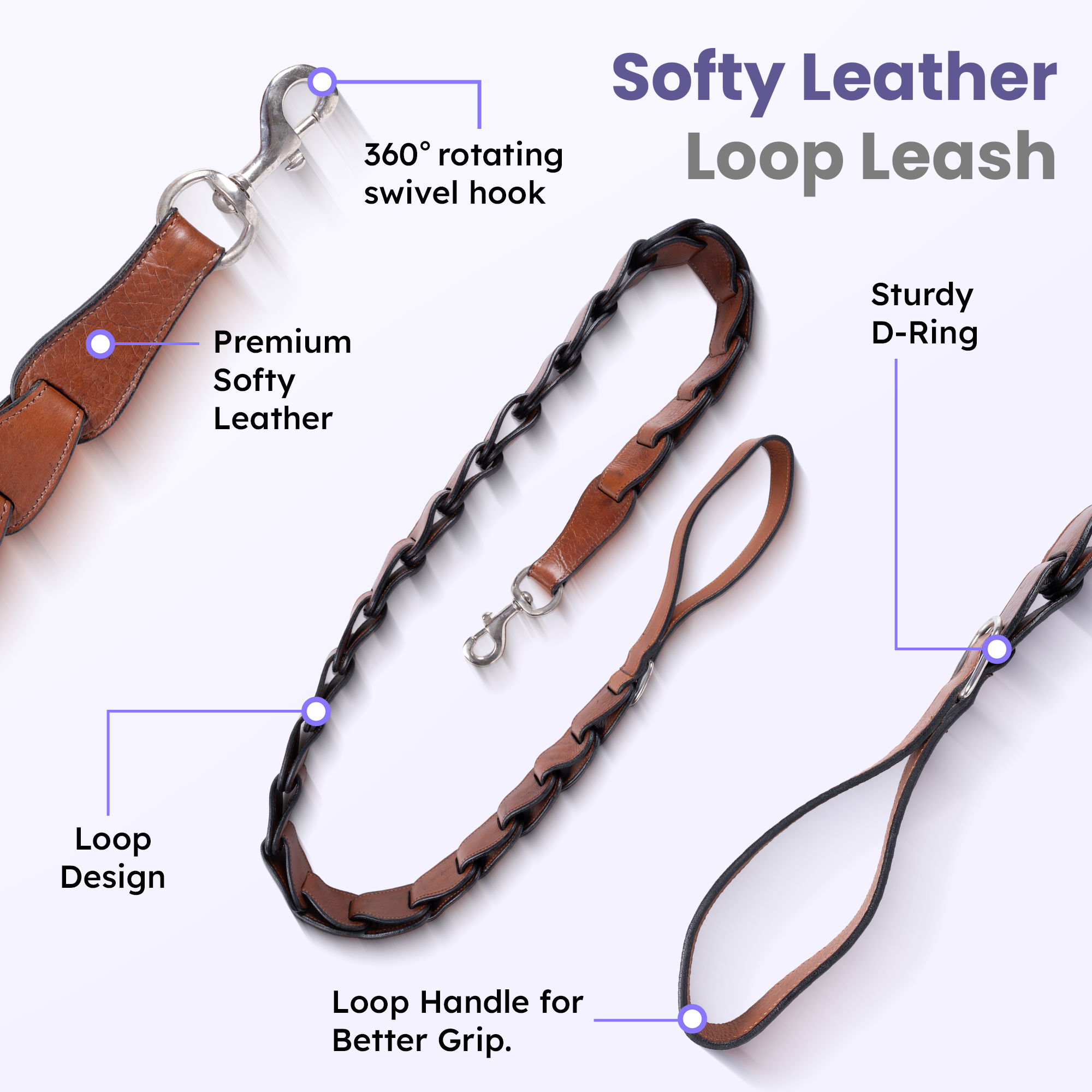 Adil’s Personalized Leather Loop Spike Dog Collar & Leash Combo Set 1.5" Wide Adjustable Neckbelt Metal Buckle D-Ring 5Ft Leather Heavy Duty Loop Cord with 360 Swivel Hook for Training Walking