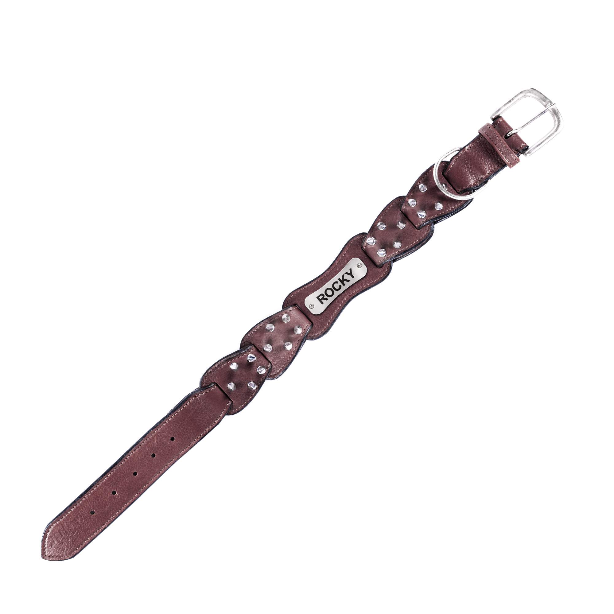 Adil's Personalized Softy Premium Leather Spiked Dog Collar – 1.5 Inch Wide Loop Design Heavy Duty Soft Padded Neckbelt, Sturdy Stainless Steel Buckle & D-Ring for Small, Medium & Large Pets